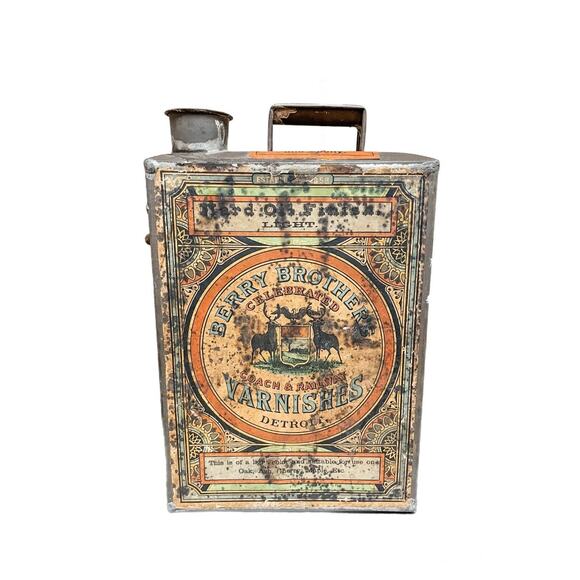 Vintage Berry Brothers Varnishes Celebrated Coach & Railway Tin Detroit Label - Picture 1 of 8